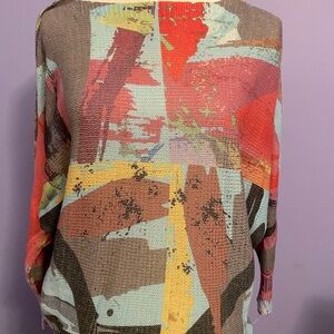 Ladies Sweater SHINY Free for Humanity Multi color size Small 3/4 sleeves